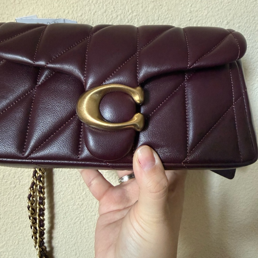 COACH Quilted Black Currant Tabby 20 Leather Shoulder Bag - Picture 6 of 13